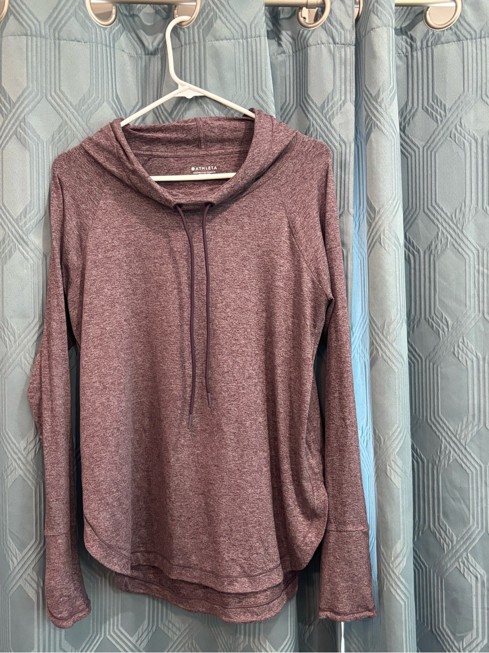 Athleta Women's Heathered Purple Hooded Long-Sleeve Pullover